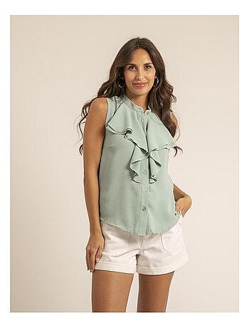 Chemise sans manches col jabot ODESSA