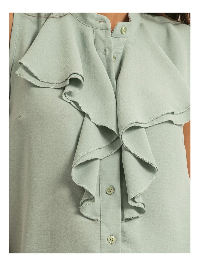 Chemise sans manches col jabot ODESSA Vert pistache - Kiabi