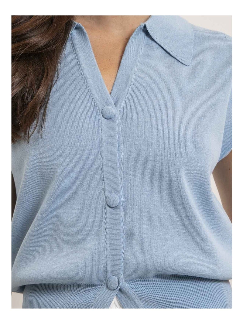 Chemise sans manches col polo farda Bleu ciel - Kiabi