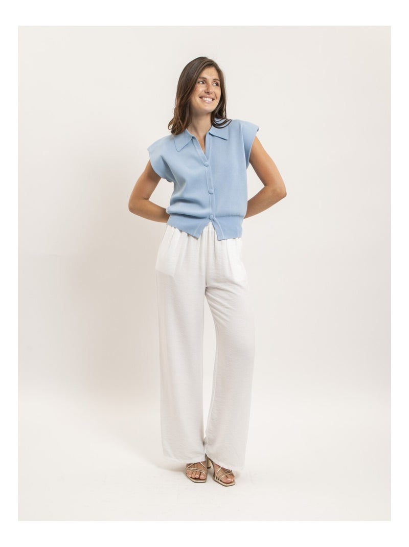 Chemise sans manches col polo farda Bleu ciel - Kiabi