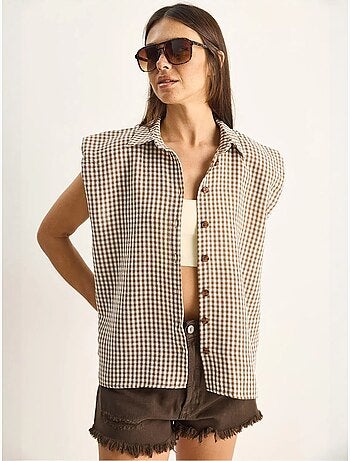 Chemise sans manches en coton à carreaux vichy lucci