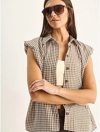Chemise sans manches en coton à carreaux vichy lucci