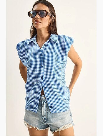 Chemise sans manches en coton à carreaux vichy lucci