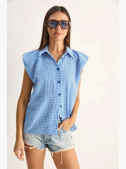 Chemise sans manches en coton à carreaux vichy lucci - Kiabi Chemise sans manches en coton à carreaux vichy lucci - Kiabi