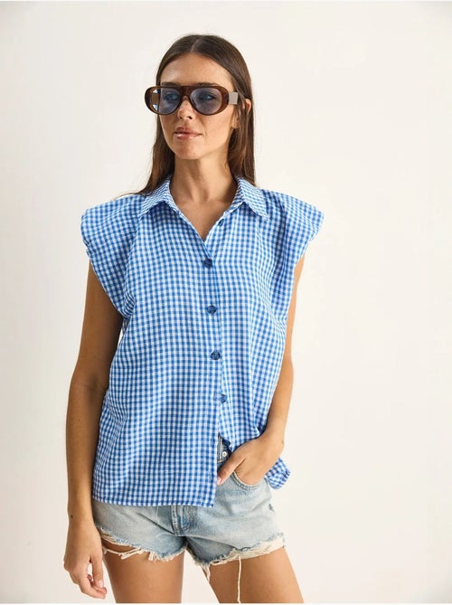 Chemise sans manches en coton à carreaux vichy lucci - Kiabi Chemise sans manches en coton à carreaux vichy lucci - Kiabi