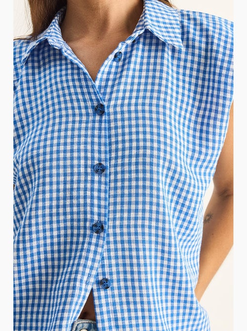 Chemise sans manches en coton à carreaux vichy lucci - Kiabi Chemise sans manches en coton à carreaux vichy lucci - Kiabi