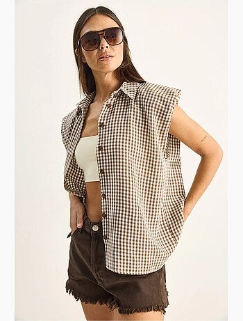 Chemise sans manches en coton à carreaux vichy lucci