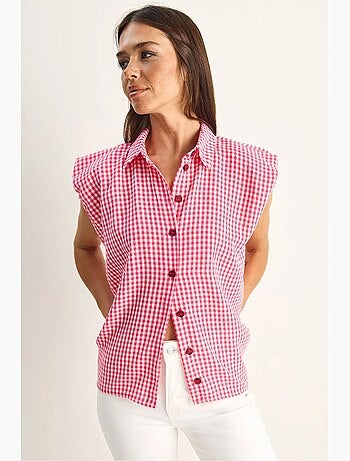 Chemise sans manches en coton à carreaux vichy lucci