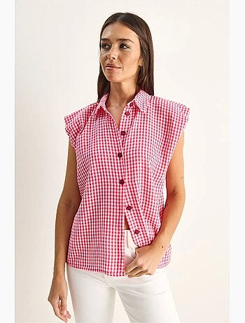 Chemise sans manches en coton à carreaux vichy lucci