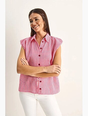 Chemise sans manches en coton à carreaux vichy lucci