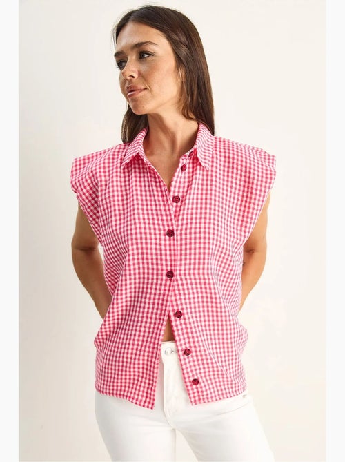 Chemise sans manches en coton à carreaux vichy lucci - Kiabi Chemise sans manches en coton à carreaux vichy lucci - Kiabi