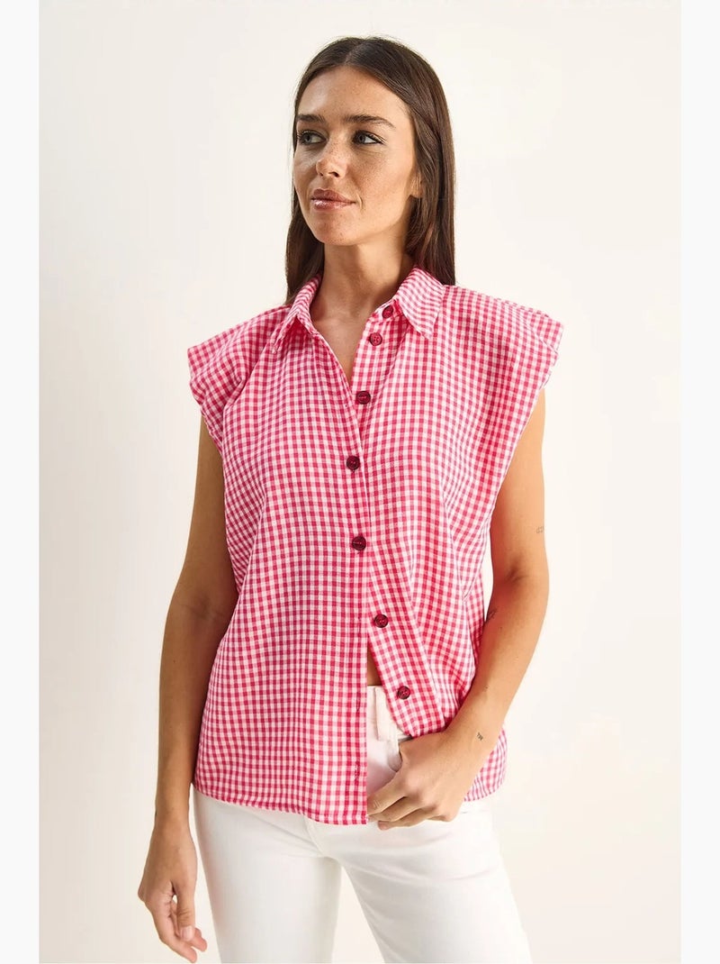 Chemise sans manches en coton à carreaux vichy lucci Multicolore - Kiabi