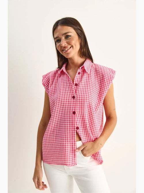 Chemise sans manches en coton à carreaux vichy lucci - Kiabi Chemise sans manches en coton à carreaux vichy lucci - Kiabi