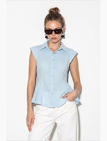 Chemise sans manches en coton, coupe ajustée lucci