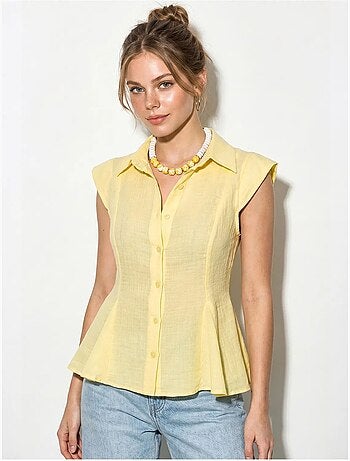 Chemise sans manches en coton, coupe ajustée lucci