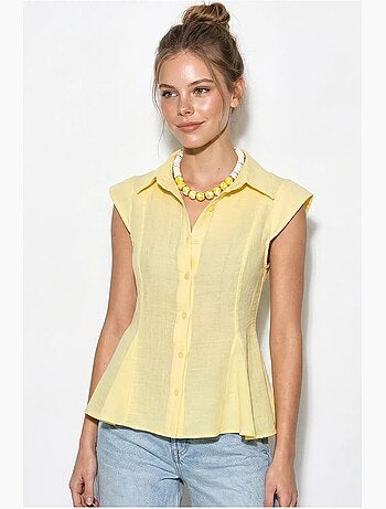 Chemise sans manches en coton, coupe ajustée lucci