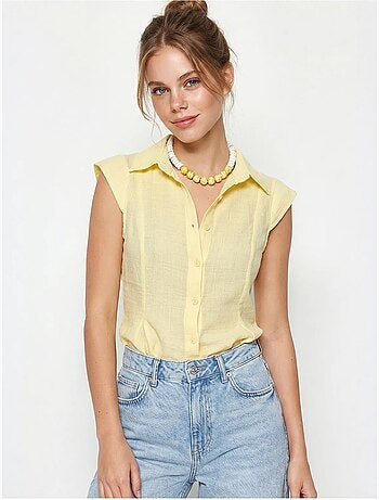 Chemise sans manches en coton, coupe ajustée lucci