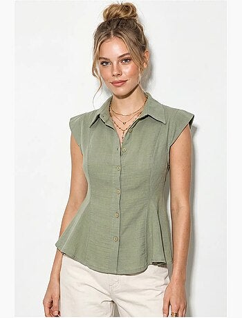 Chemise sans manches en coton, coupe ajustée lucci