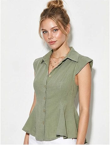 Chemise sans manches en coton, coupe ajustée lucci