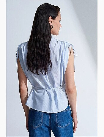 Chemise sans manches en popeline de coton rayée dilvin