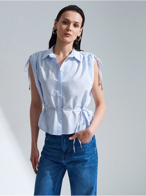 Chemise sans manches en popeline de coton rayée dilvin - Kiabi