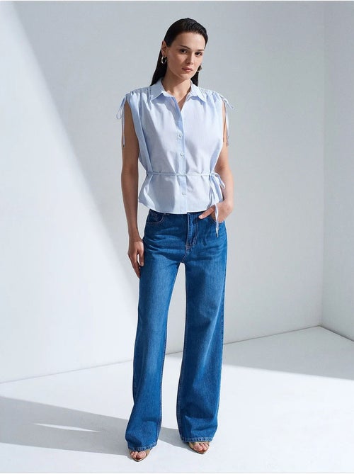 Chemise sans manches en popeline de coton rayée dilvin - Kiabi