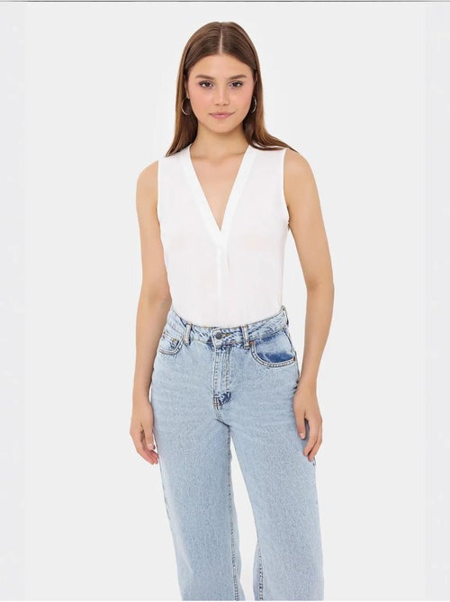 Chemise sans manches semi-transparente à col en V - Kiabi