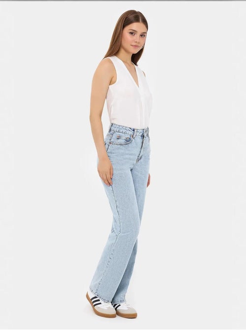 Chemise sans manches semi-transparente à col en V - Kiabi