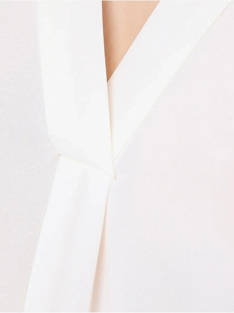 Chemise sans manches semi-transparente à col en V Blanc - Kiabi
