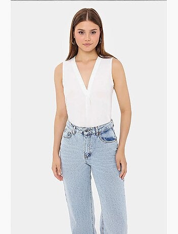 Chemise sans manches semi-transparente à col en v hiccup