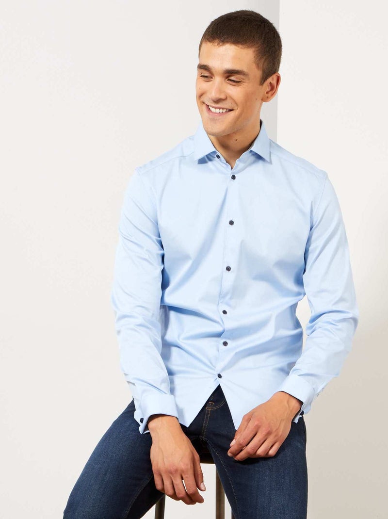 Chemise sans repassage Bleu - Kiabi