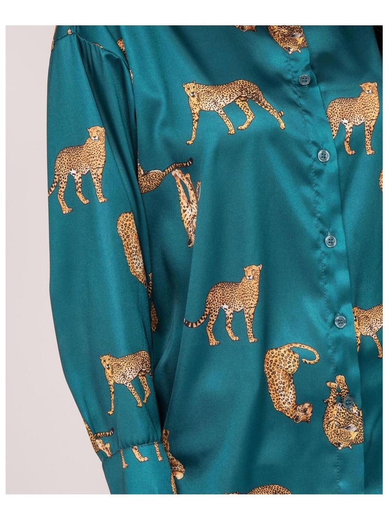 Chemise satin motifs ORACIO Vert - Kiabi