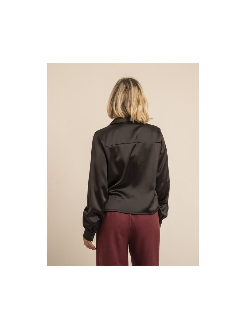 Chemise satin OGUNE Noir - Kiabi