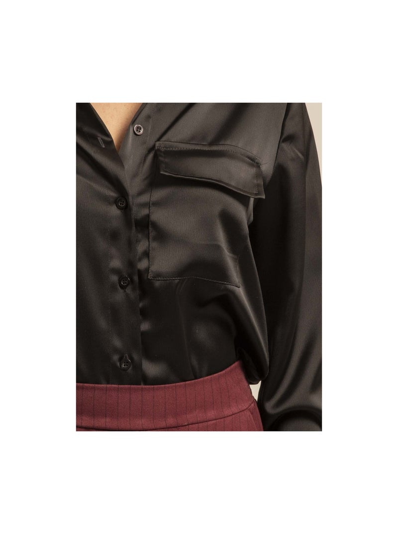 Chemise satin OGUNE Noir - Kiabi