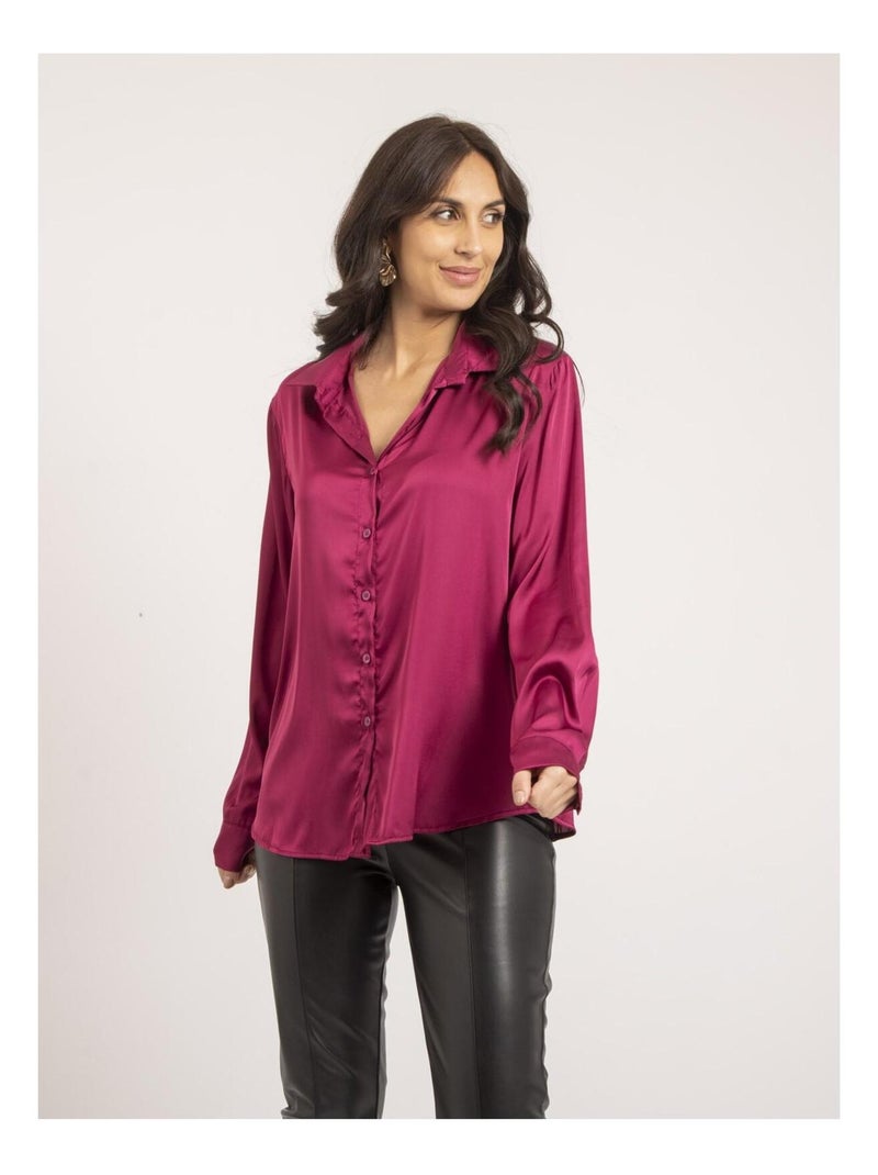 Chemise satin ONOLIA Rose framboise - Kiabi