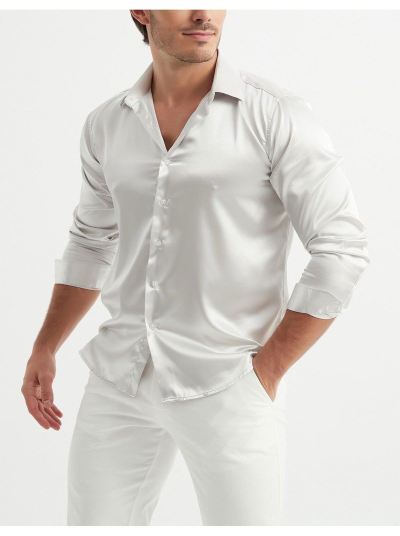 Chemise Satiné Kebello Blanc - Kiabi