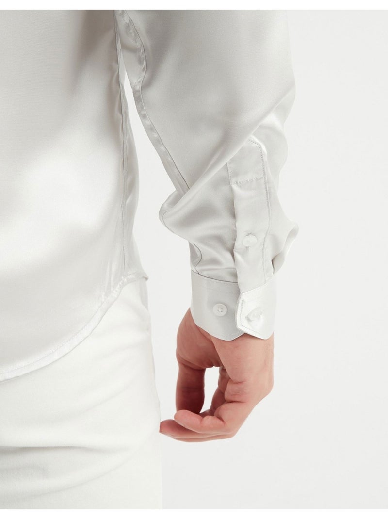 Chemise Satiné Kebello Blanc - Kiabi