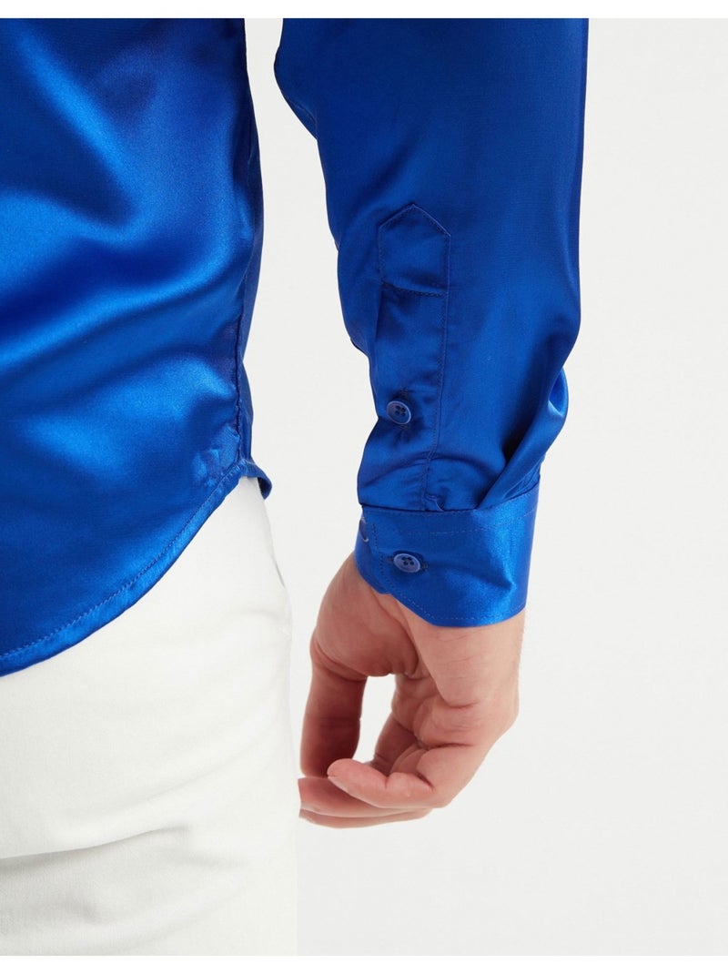 Chemise Satiné Kebello Bleu - Kiabi