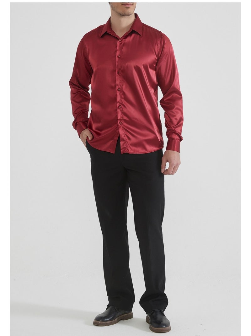 Chemise Satiné Kebello Bordeaux - Kiabi