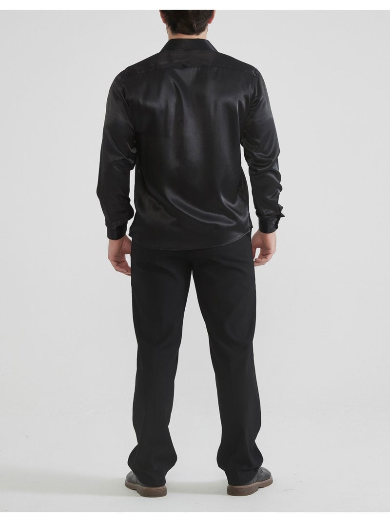 Chemise Satiné Kebello Noir Noir - Kiabi