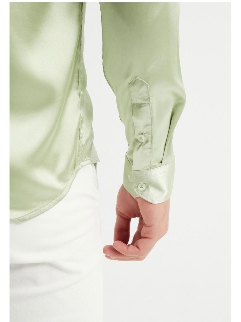 Chemise Satiné Kebello Vert - Kiabi