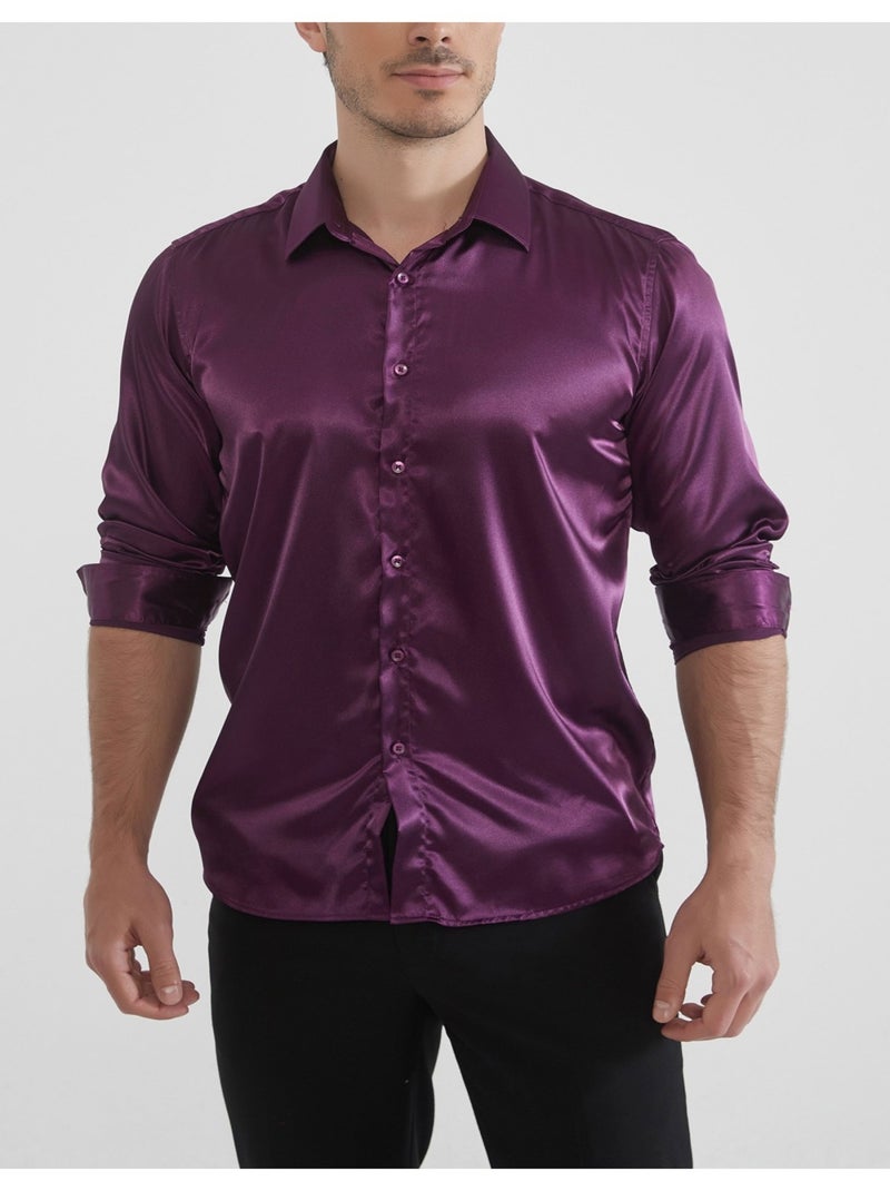 Chemise Satiné Kebello Violet - Kiabi