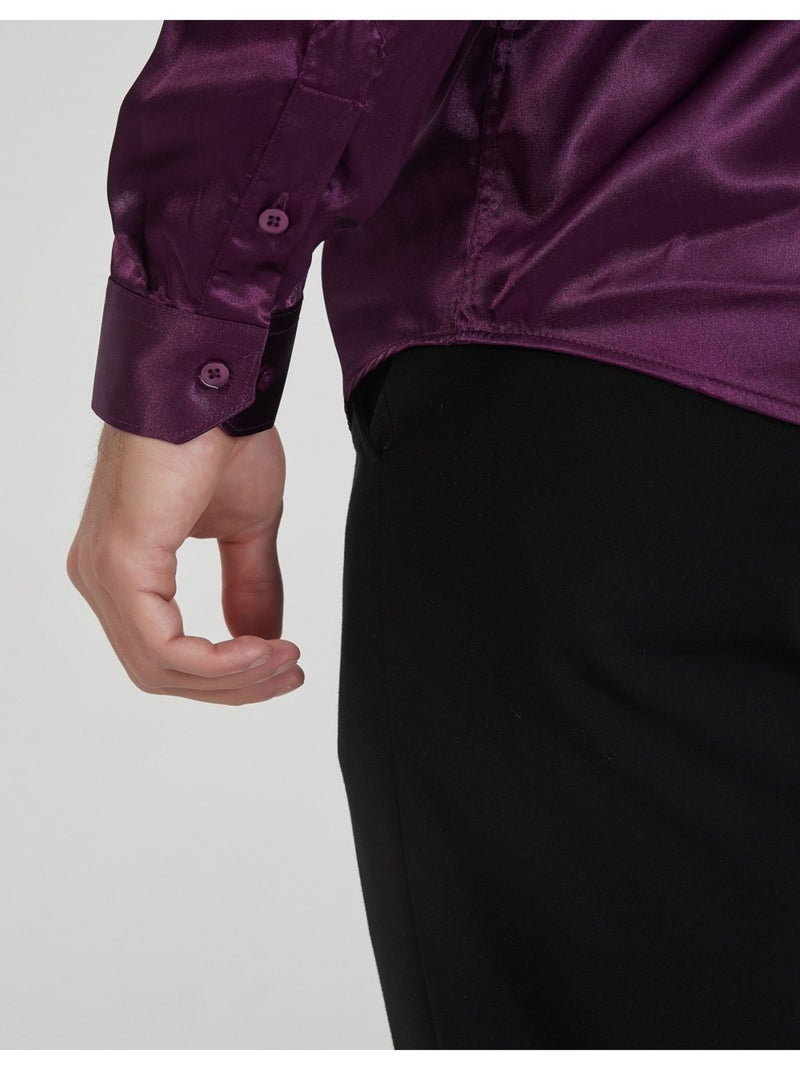 Chemise Satiné Kebello Violet - Kiabi