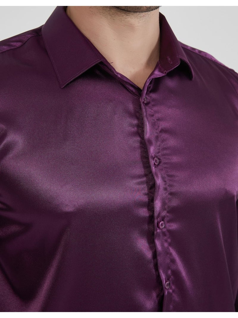 Chemise Satiné Kebello Violet - Kiabi