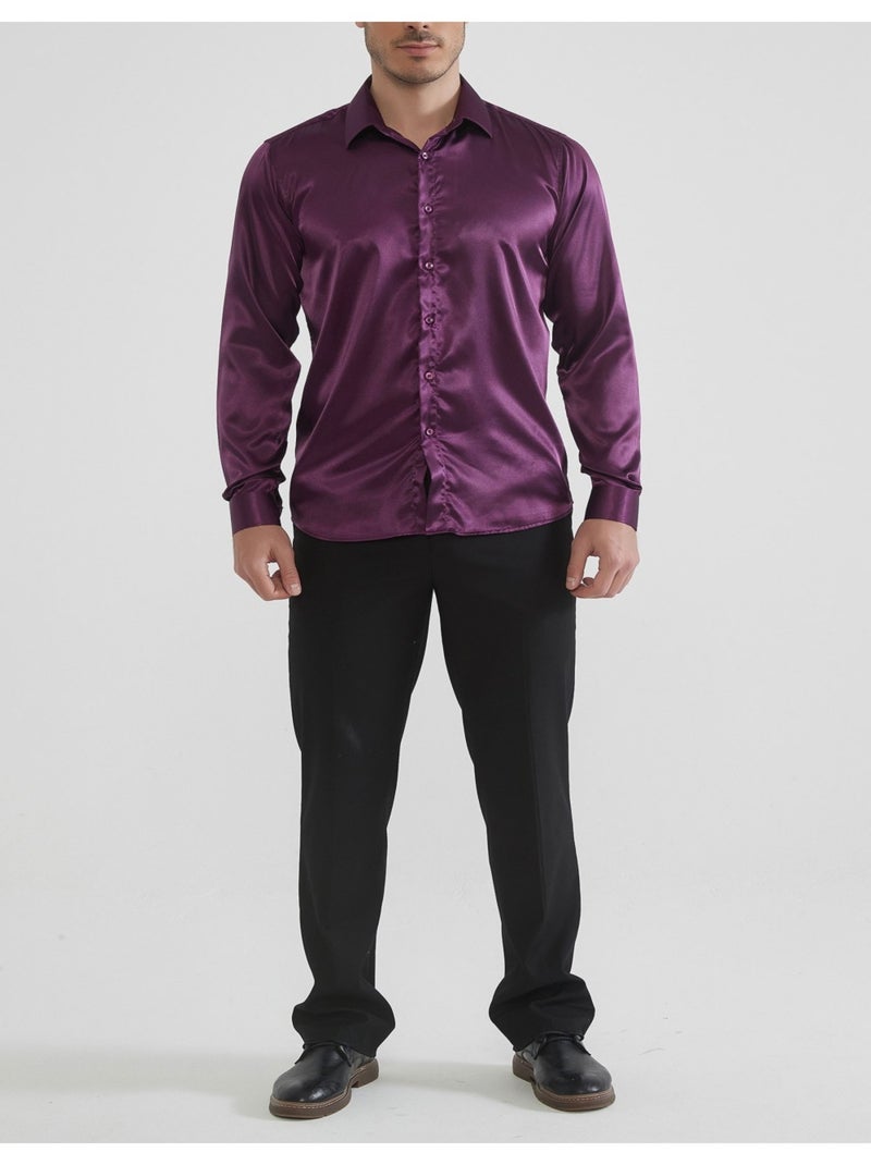 Chemise Satiné Kebello Violet - Kiabi