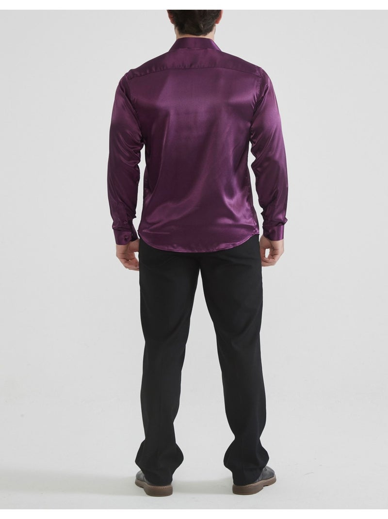 Chemise Satiné Kebello Violet - Kiabi