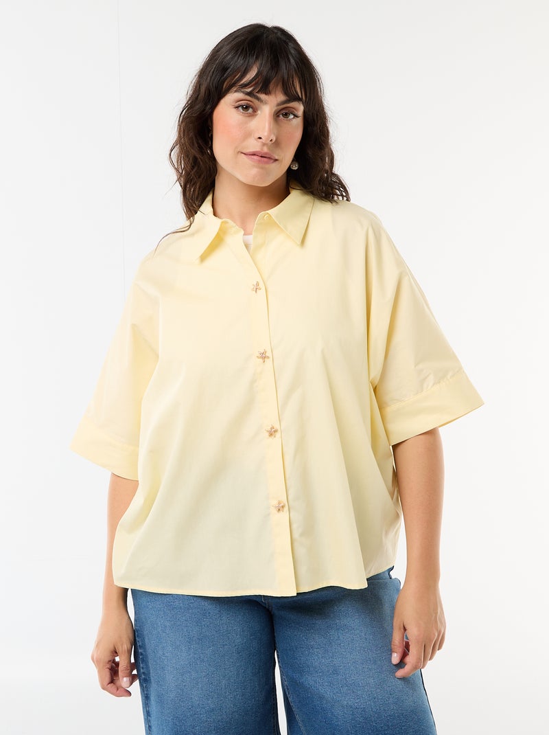 Chemise satinée avec boutons étoile de mer Jaune - Kiabi