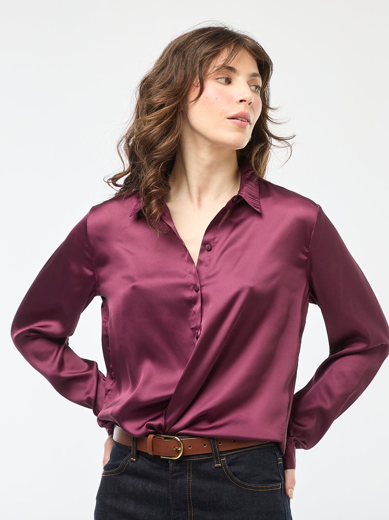 Chemise satinée 'JDY' Bordeaux - Kiabi