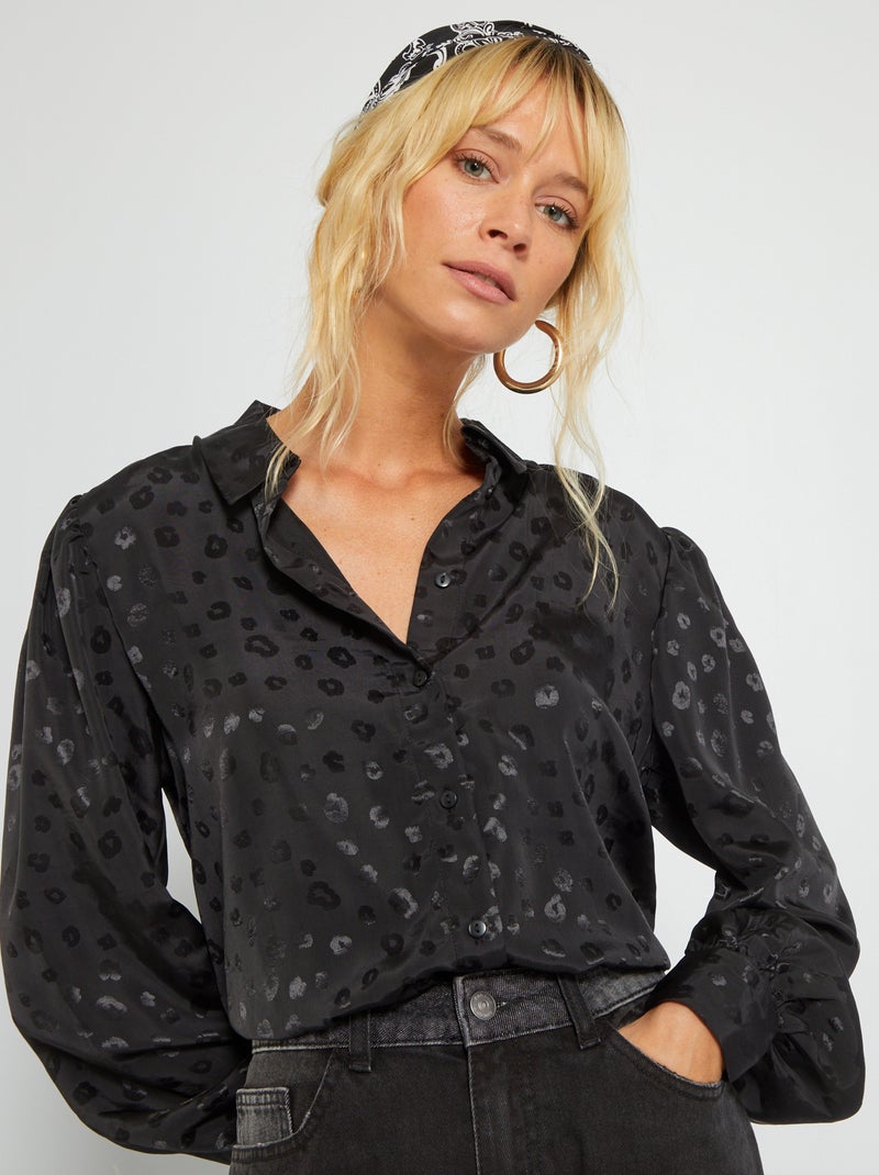 Chemise satinée léopard 'JDY' imprimé noir - Kiabi