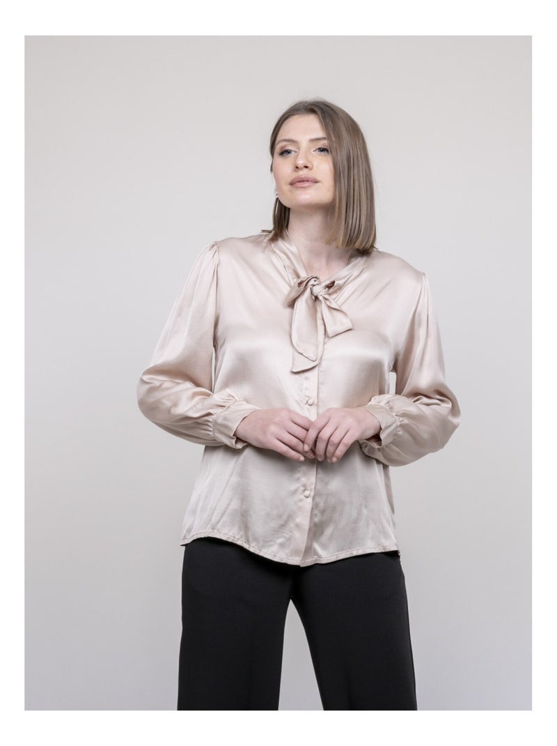 Chemise satinée ODINA Beige - Kiabi